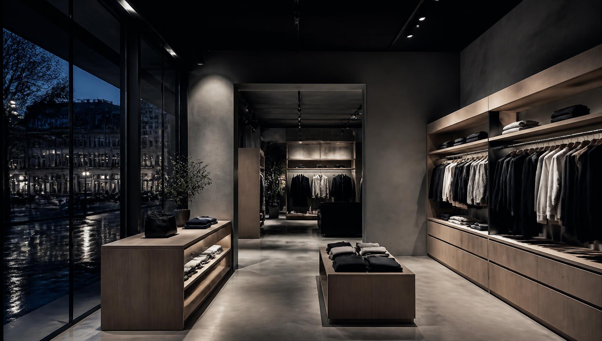 Interior of a minimal Scandinavian retail store in daylight